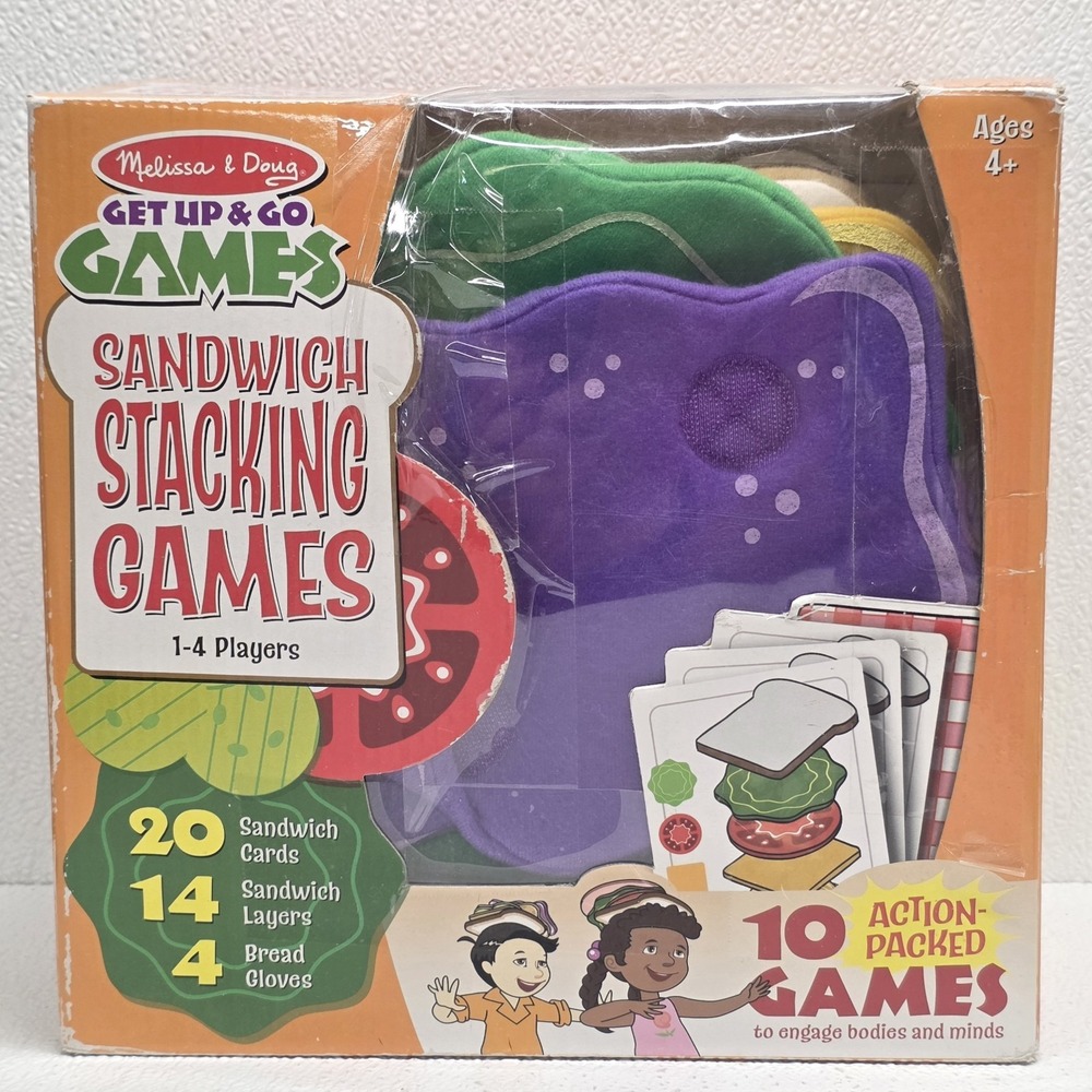 Melissa & Doug Sandwich Stacking Game Get Up & Go With 24 Cards Complete in Box